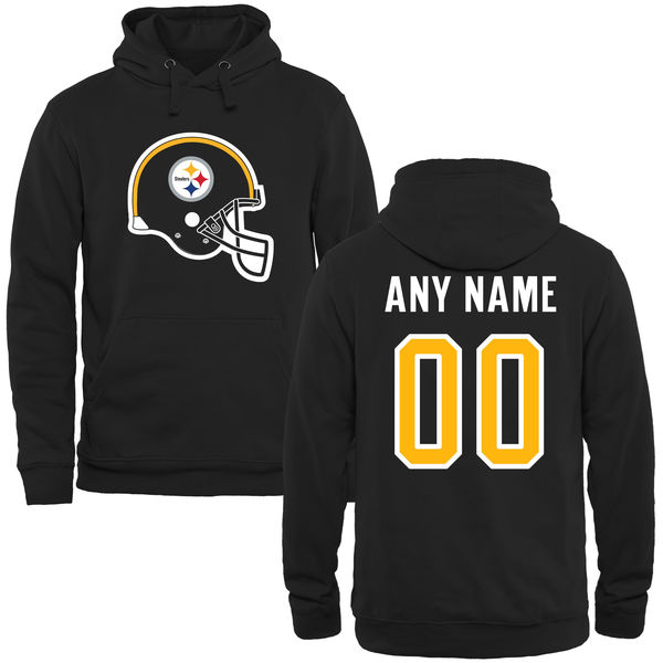 Men Pittsburgh Steelers Black Custom Name Number Helmet Pullover Hoodie ->pittsburgh steelers->NFL Jersey